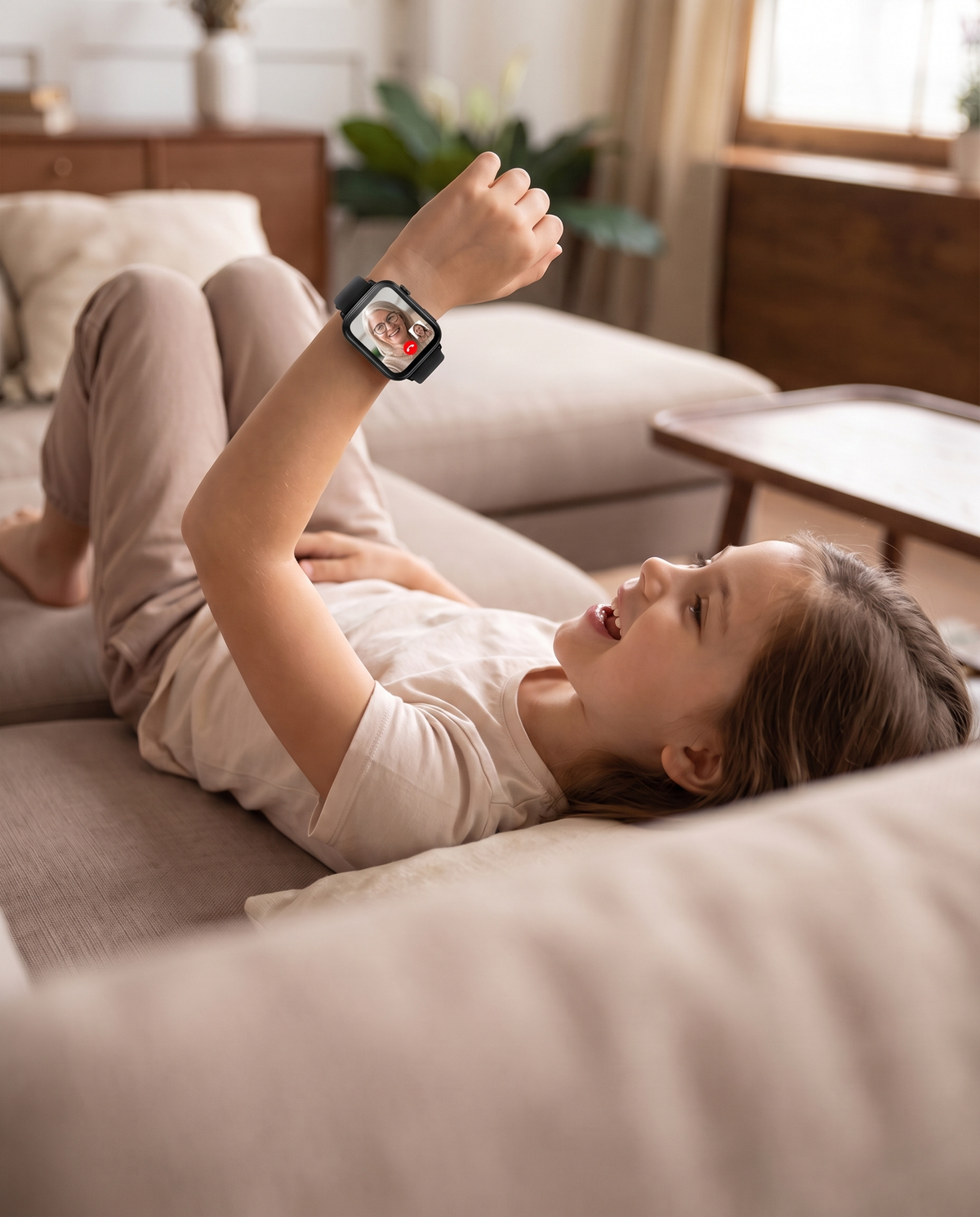 Enfant en appel vidéo sur sa montre ARKO Kids